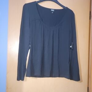 INC International Concepts Women's Black Long Sleeve Top